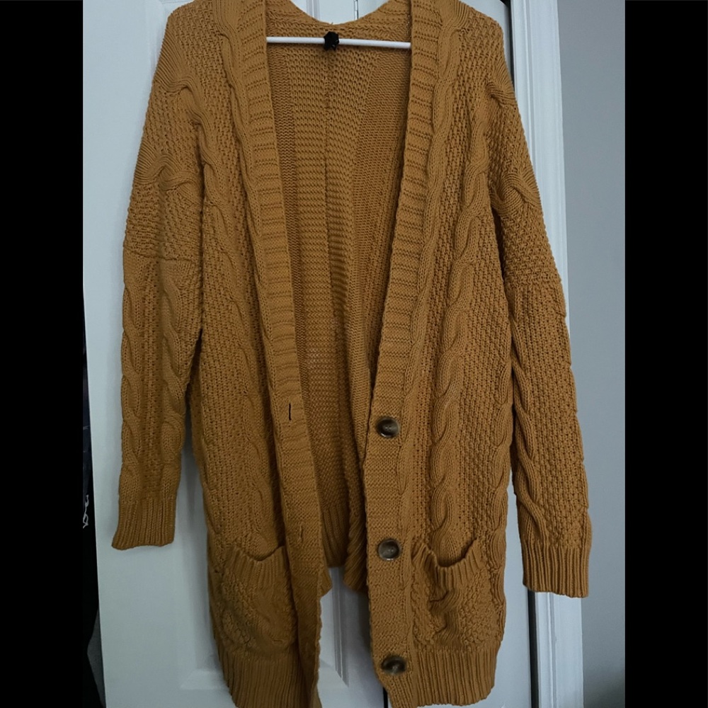 mustard yellow cardigan